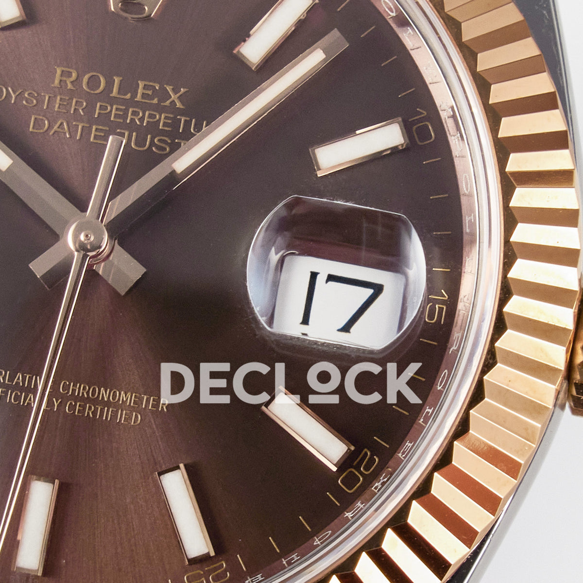 Rolex Datejust 41 126331 Brown Rose Gold ARF Jubilee Gain Weight — Λεπτομέρεια καντράν και κορώνας