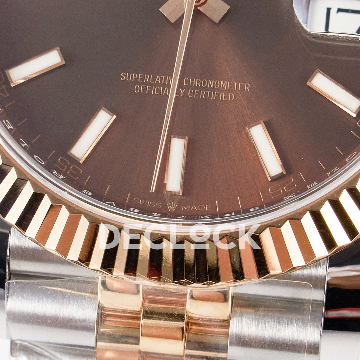 Rolex Datejust 41 126331 Brown Rose Gold ARF Jubilee Gain Weight — Κάτω στεφάνη και δείκτες