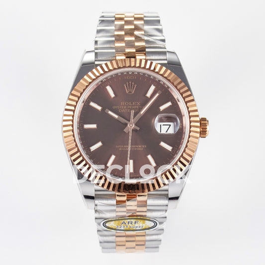 Rolex Datejust 41 126331 Brown Rose Gold ARF Jubilee Gain Weight — Μπροστινή όψη