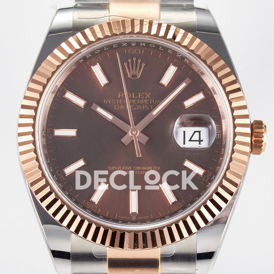 Rolex Datejust 41 126331 Brown Rose Gold ARF Oyster Gain Weight — Κοντινή όψη καντράν