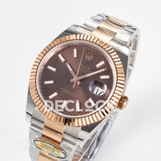 Rolex Datejust 41 126331 Brown Rose Gold ARF Oyster Gain Weight — Ολόκληρο ρολόι σε γωνία
