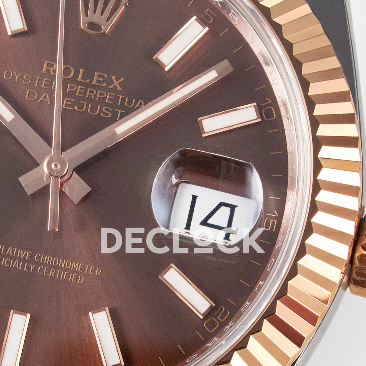 Rolex Datejust 41 126331 Brown Rose Gold ARF Oyster Gain Weight — Λεπτομέρεια καντράν και κορώνας