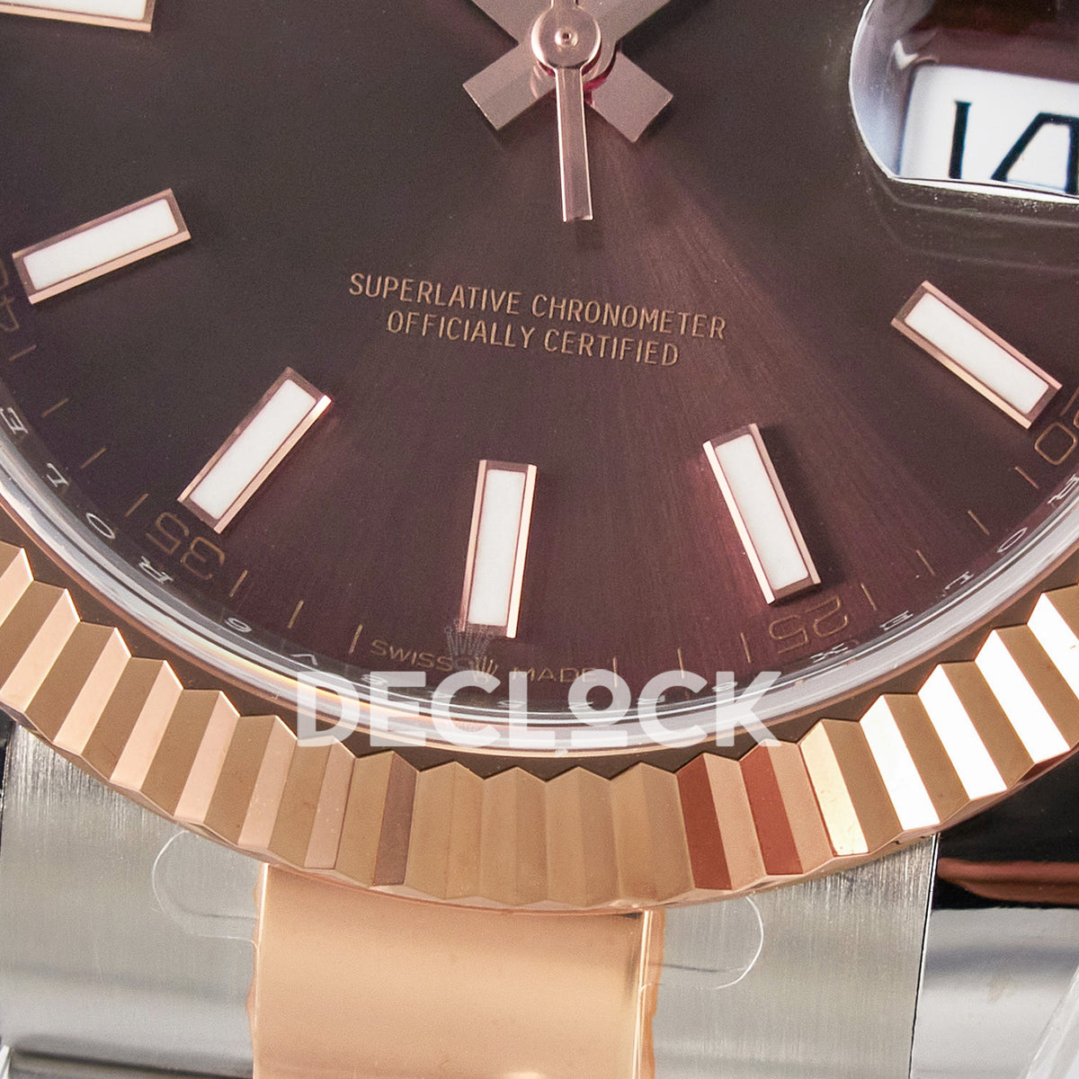 Rolex Datejust 41 126331 Brown Rose Gold ARF Oyster Gain Weight — Κάτω στεφάνη και δείκτες