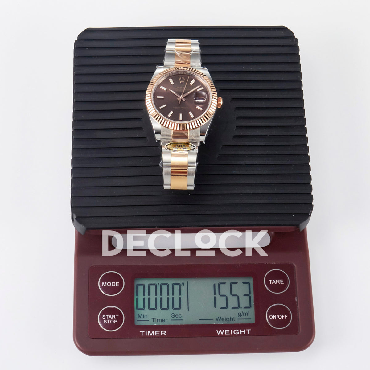 Rolex Datejust 41 126331 Brown Rose Gold ARF Oyster Gain Weight — Ένδειξη βάρους στη ζυγαριά