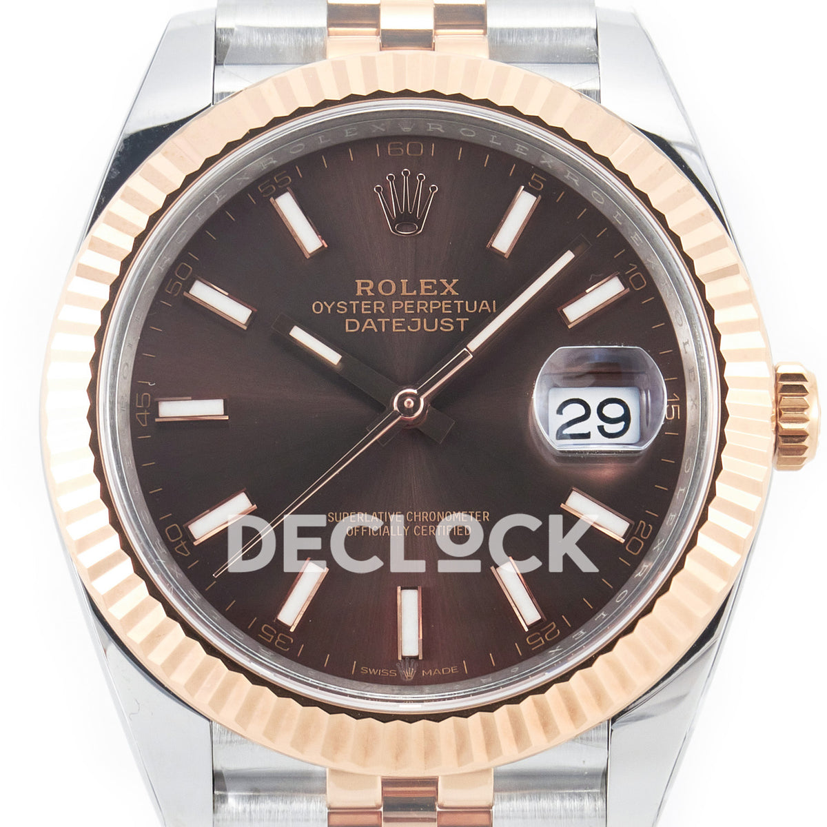 Rolex Datejust 41 126331 Brown Rose Gold Clean Jubilee — Κοντινή όψη καντράν