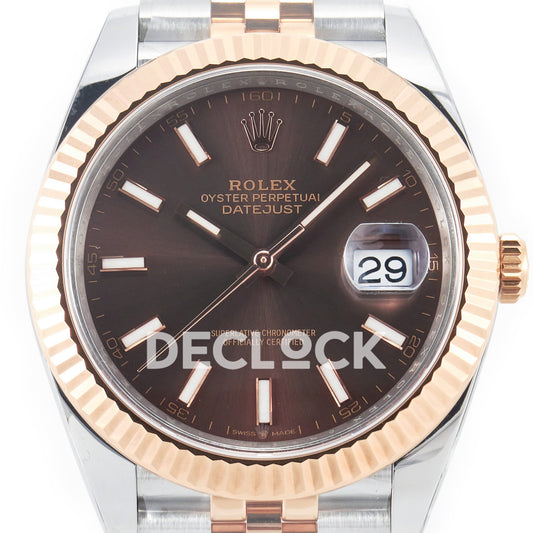 Rolex Datejust 41 126331 Brown Rose Gold Clean Jubilee — Κοντινή όψη καντράν