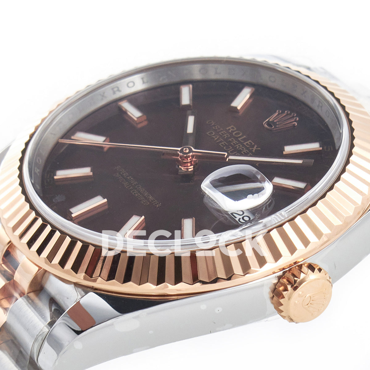 Rolex Datejust 41 126331 Brown Rose Gold Clean Jubilee — Καντράν και κορώνα