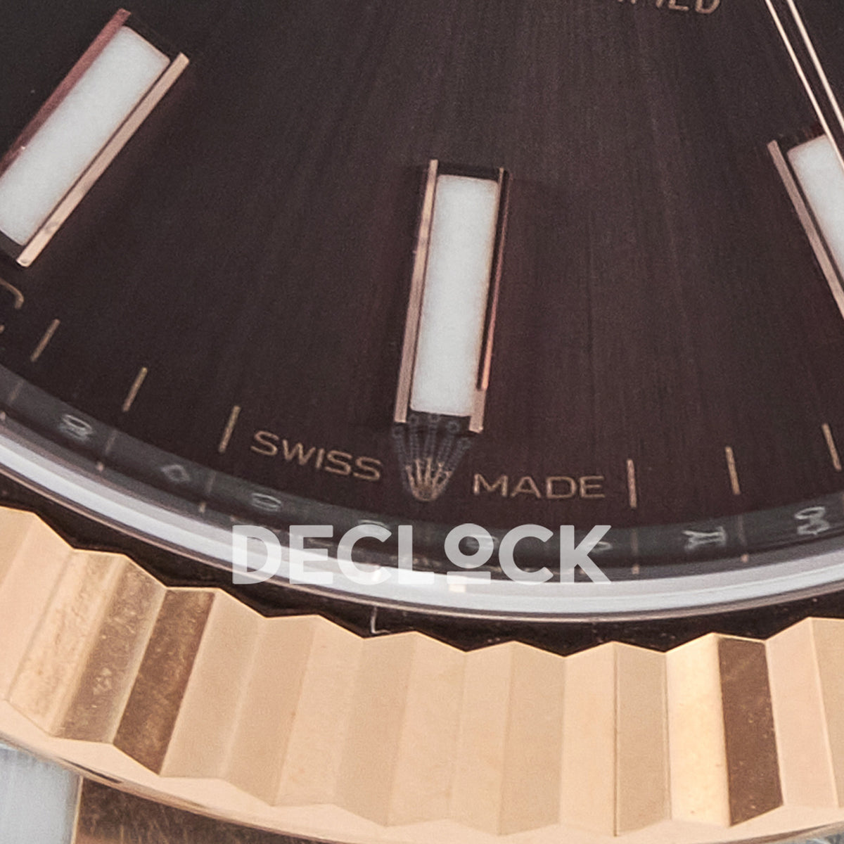 Rolex Datejust 41 126331 Brown Rose Gold Clean Jubilee — Κάτω στεφάνη και δείκτες