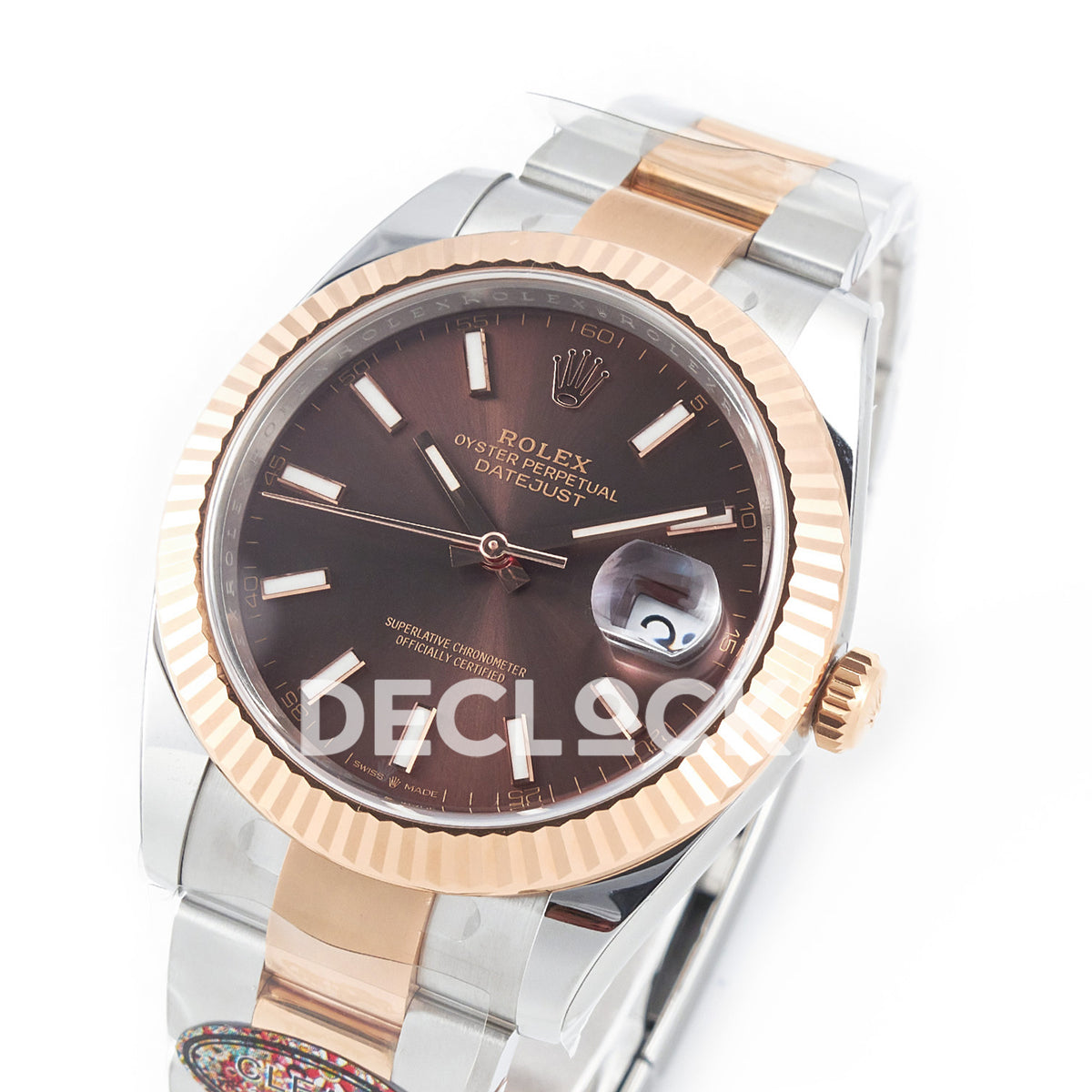 Rolex Datejust 41 126331 Brown Rose Gold Clean Oyster — Ολόκληρο ρολόι σε γωνία