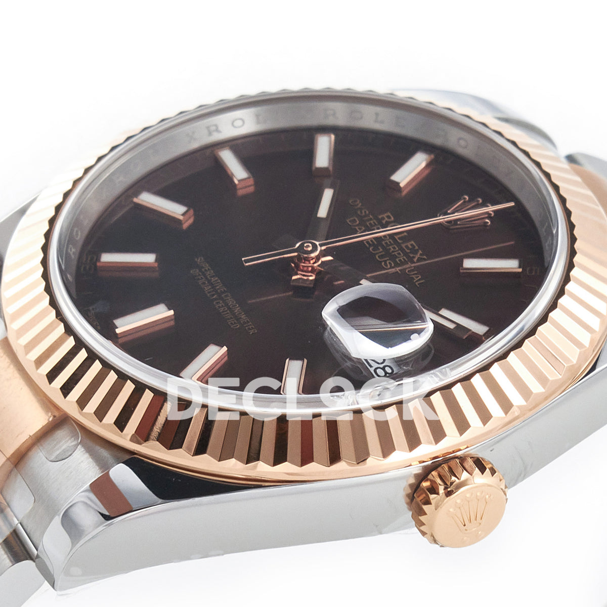 Rolex Datejust 41 126331 Brown Rose Gold Clean Oyster — Καντράν και κορώνα