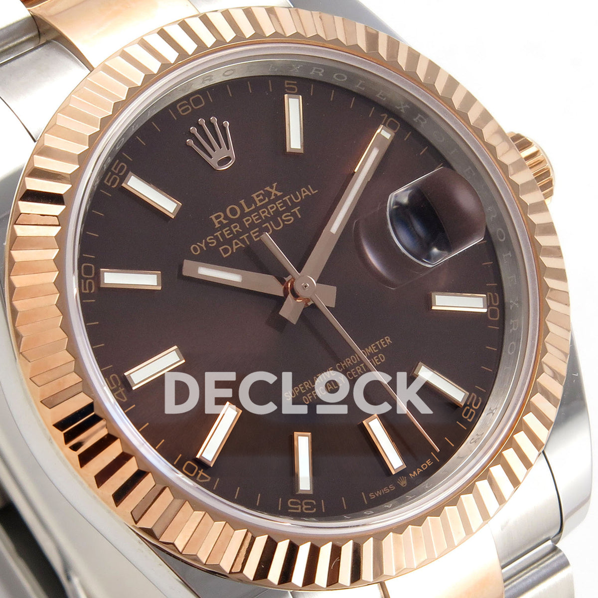 Rolex Datejust 41 126331 Chocolate Stick Oyster QF JH3235 Free Sprung replica - dial angle left