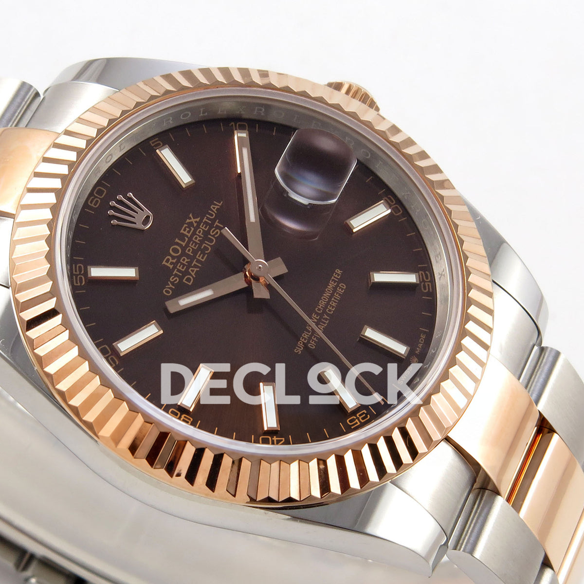 Rolex Datejust 41 126331 Chocolate Stick Oyster QF JH3235 Free Sprung replica - dial side angle