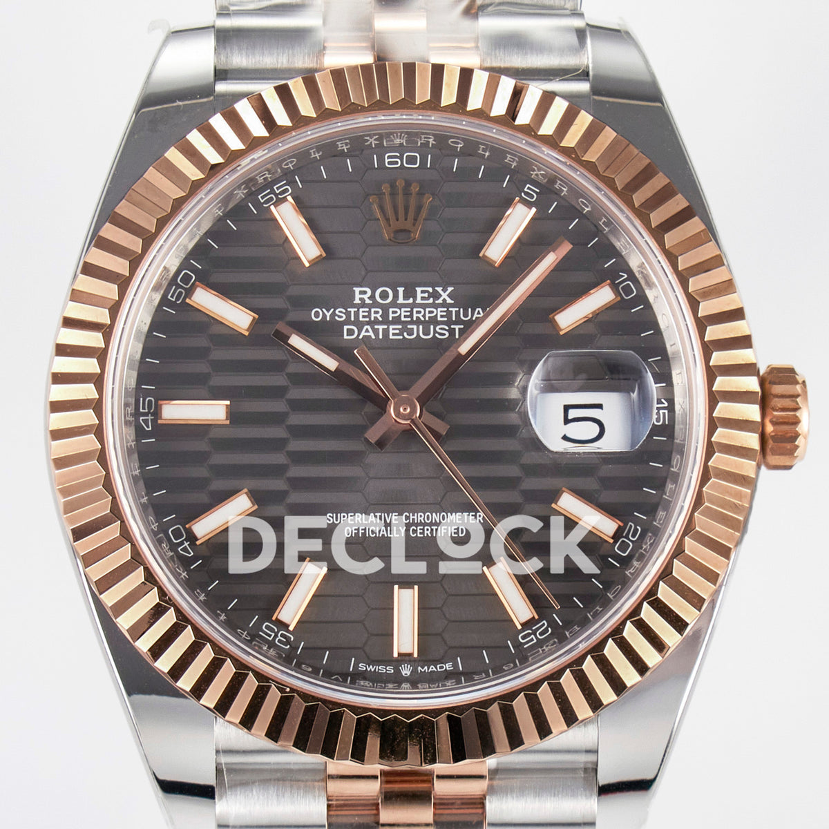 Rolex Datejust 41 126331 Grey Motif Rose Gold ARF Jubilee Gain Weight — Κοντινή όψη καντράν