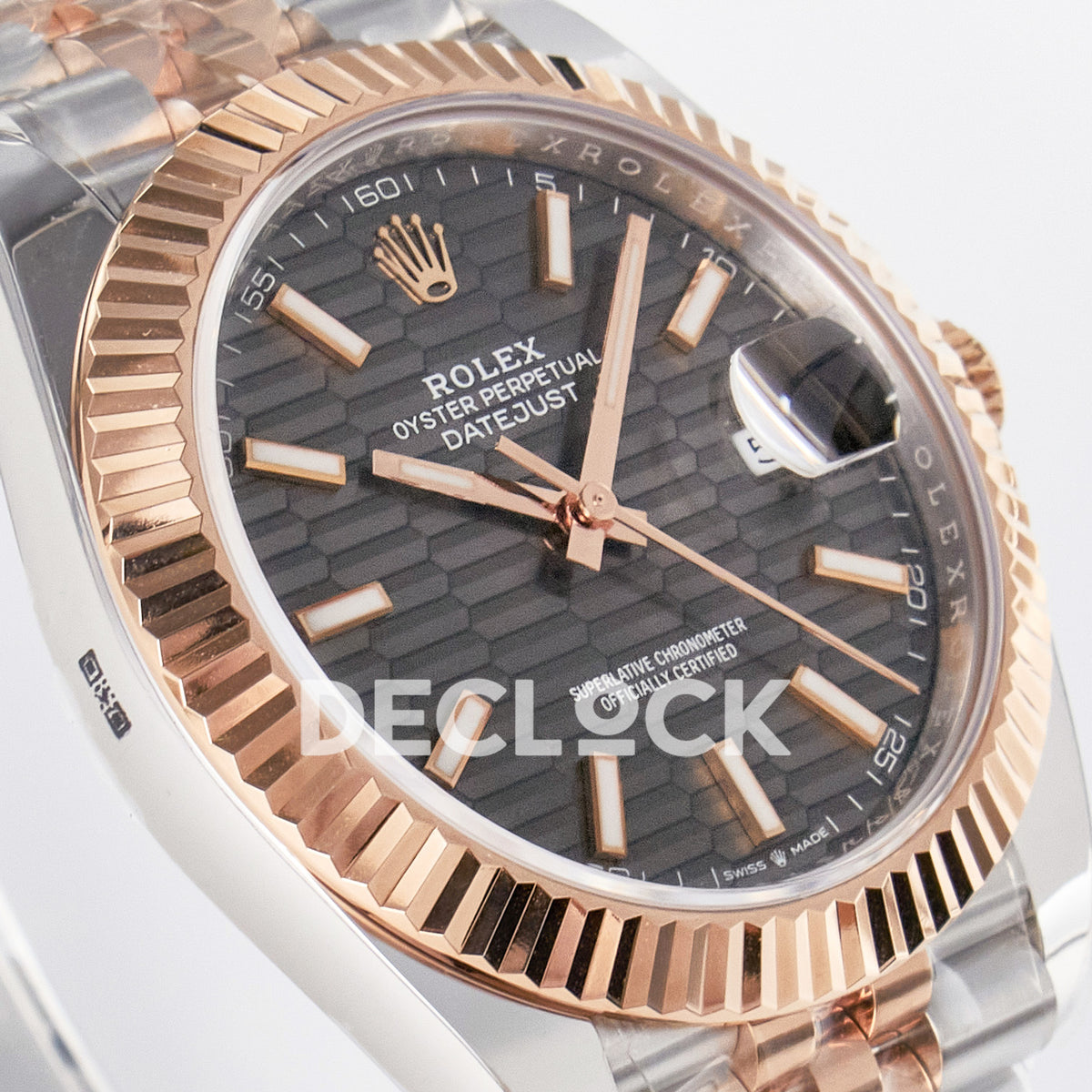Rolex Datejust 41 126331 Grey Motif Rose Gold ARF Jubilee Gain Weight — Λοξή όψη καντράν
