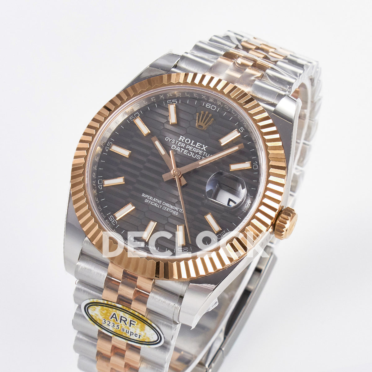 Rolex Datejust 41 126331 Grey Motif Rose Gold ARF Jubilee Gain Weight — Ολόκληρο ρολόι σε γωνία