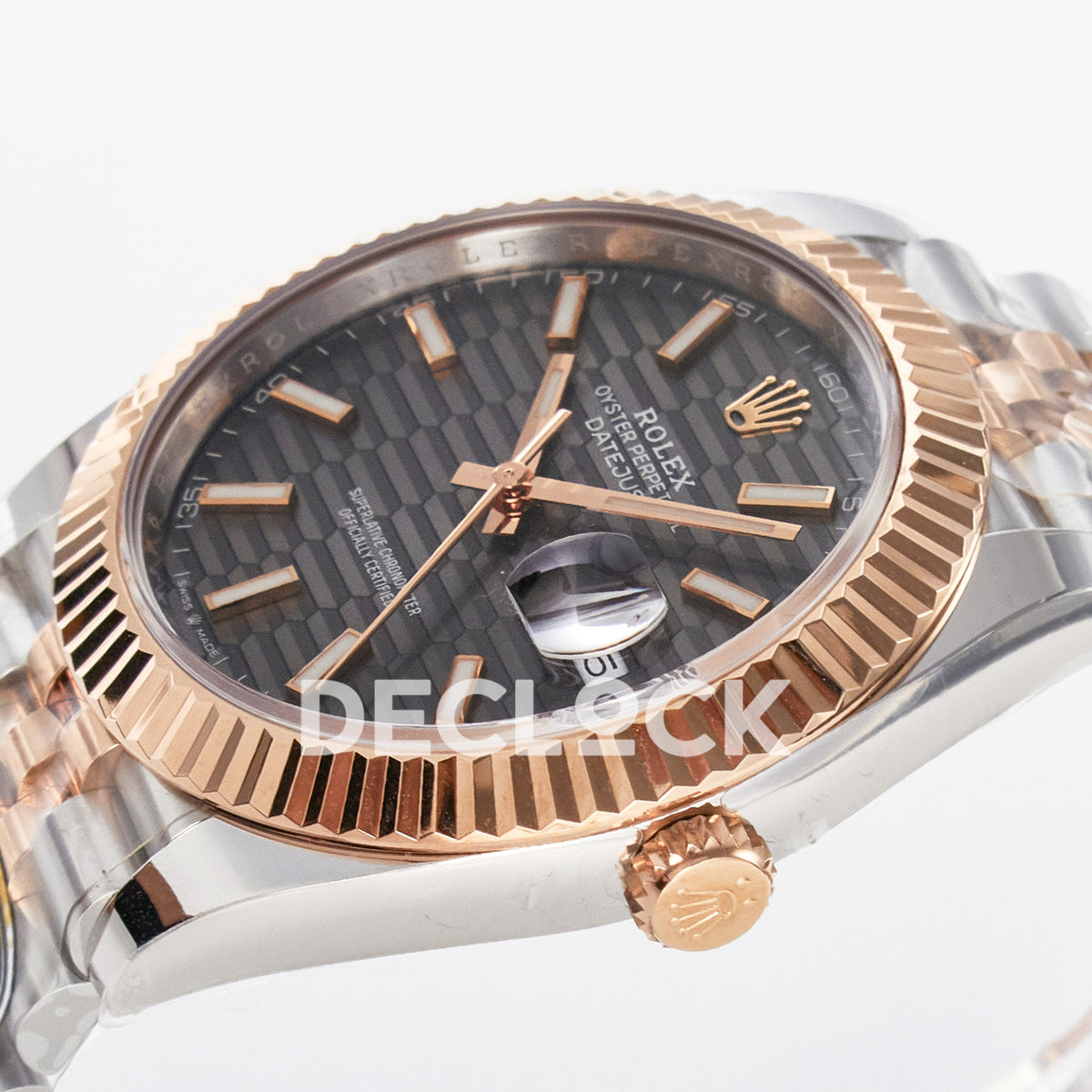 Rolex Datejust 41 126331 Grey Motif Rose Gold ARF Jubilee Gain Weight — Καντράν και κορώνα