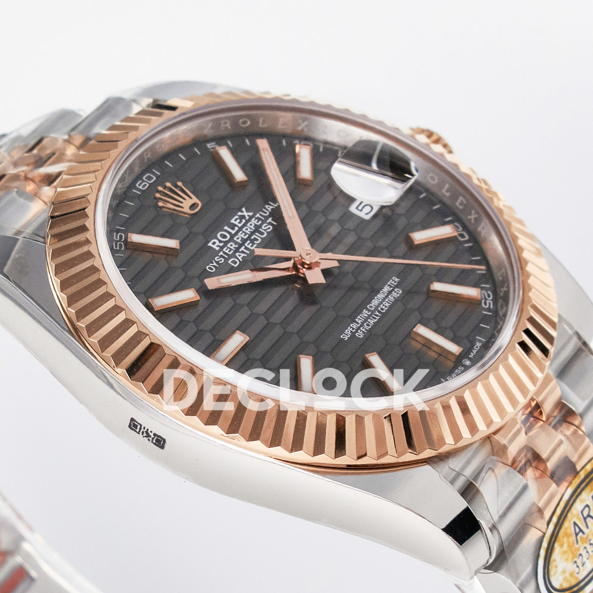 Rolex Datejust 41 126331 Grey Motif Rose Gold ARF Jubilee Gain Weight — Λοξή όψη στεφάνης