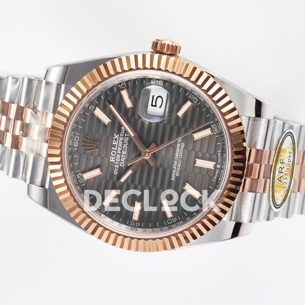 Rolex Datejust 41 126331 Grey Motif Rose Gold ARF Jubilee Gain Weight — Οριζόντια όψη καντράν