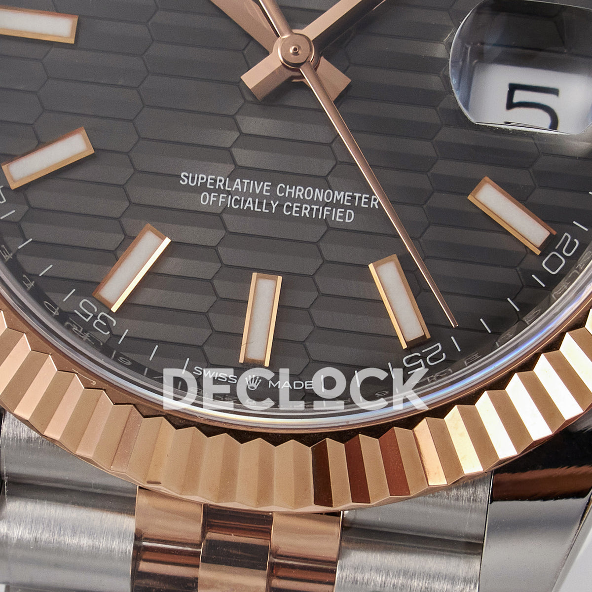 Rolex Datejust 41 126331 Grey Motif Rose Gold ARF Jubilee Gain Weight — Κάτω στεφάνη και δείκτες