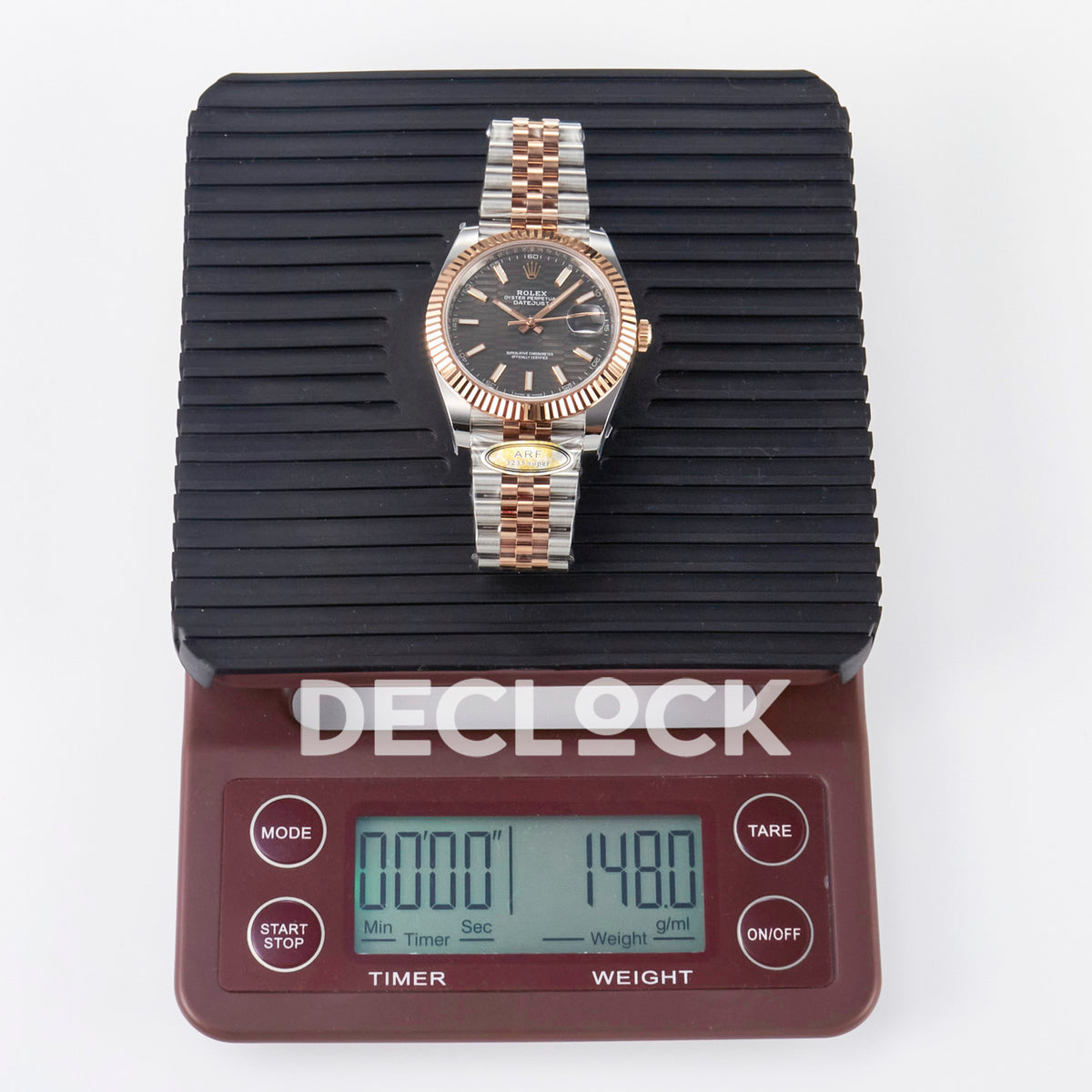 Rolex Datejust 41 126331 Grey Motif Rose Gold ARF Jubilee Gain Weight — Ένδειξη βάρους στη ζυγαριά