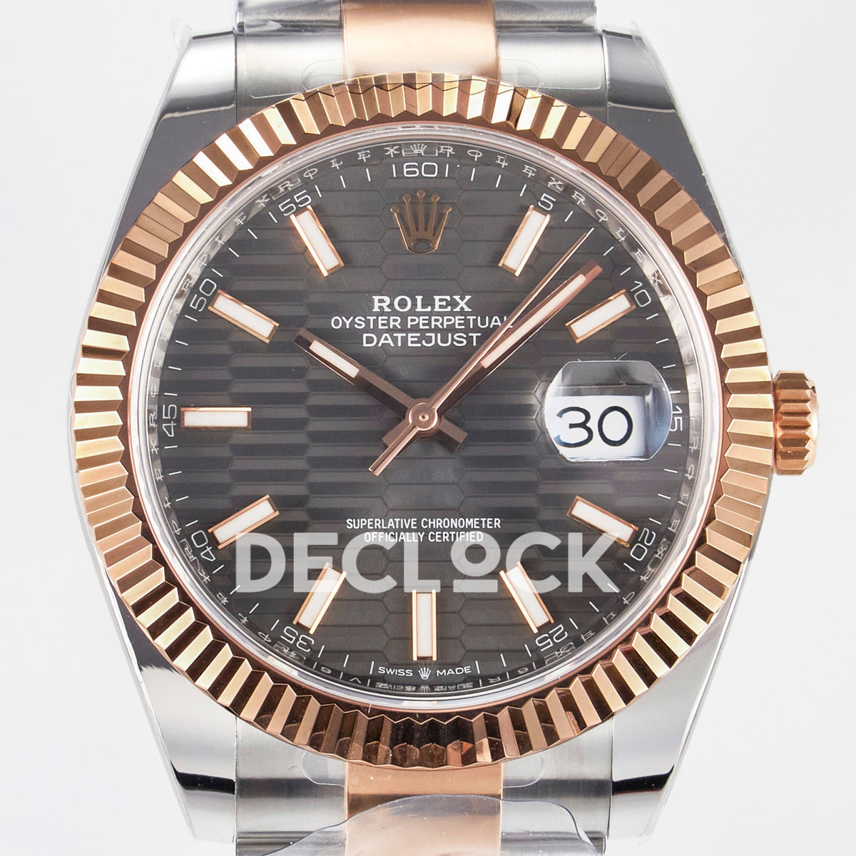 Rolex Datejust 41 126331 Grey Motif Rose Gold ARF Oyster Gain Weight — Κοντινή όψη καντράν