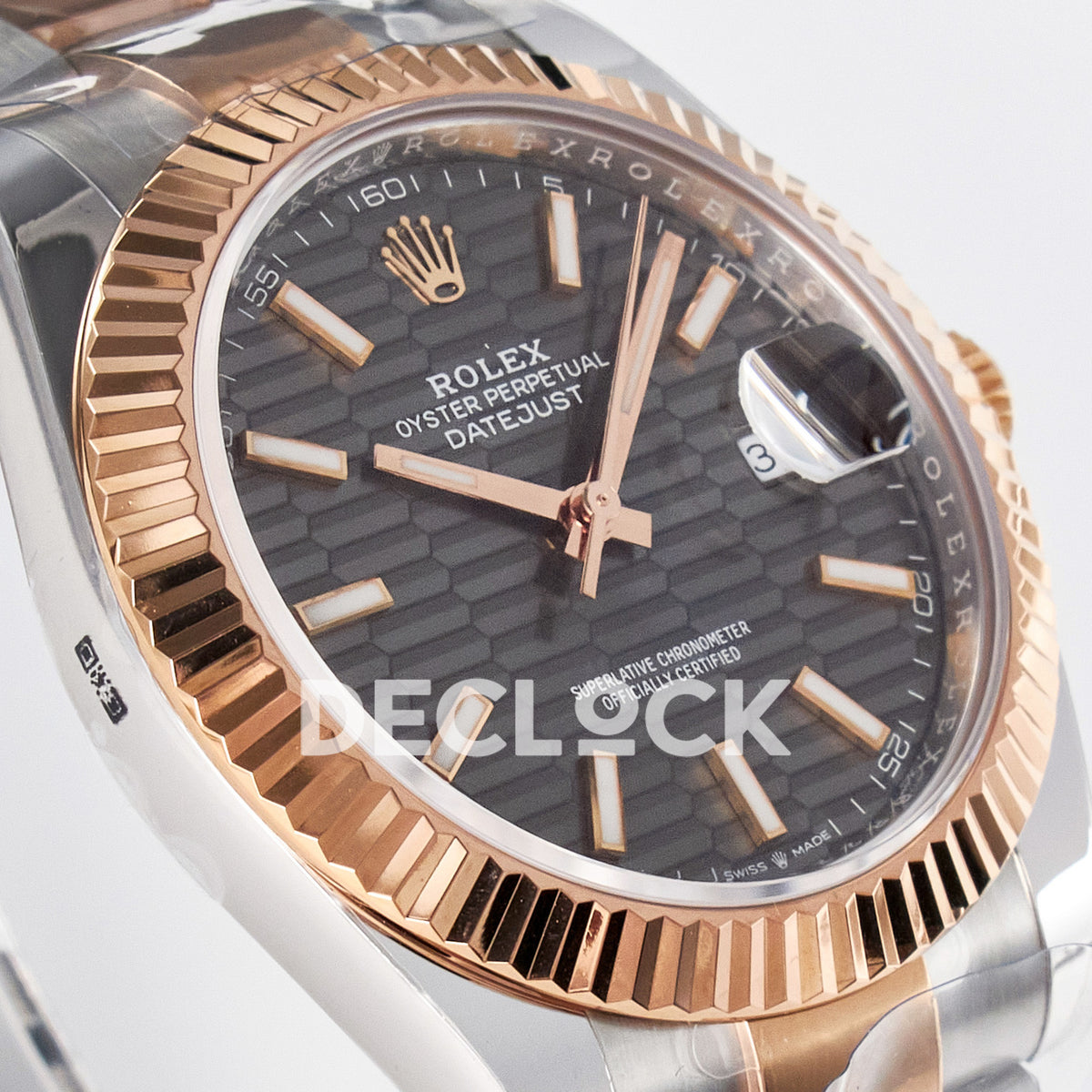 Rolex Datejust 41 126331 Grey Motif Rose Gold ARF Oyster Gain Weight — Λοξή όψη καντράν