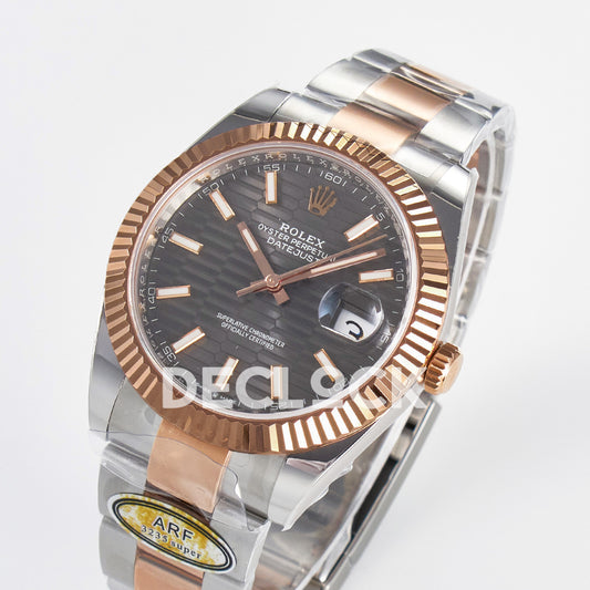 Rolex Datejust 41 126331 Grey Motif Rose Gold ARF Oyster Gain Weight — Ολόκληρο ρολόι σε γωνία