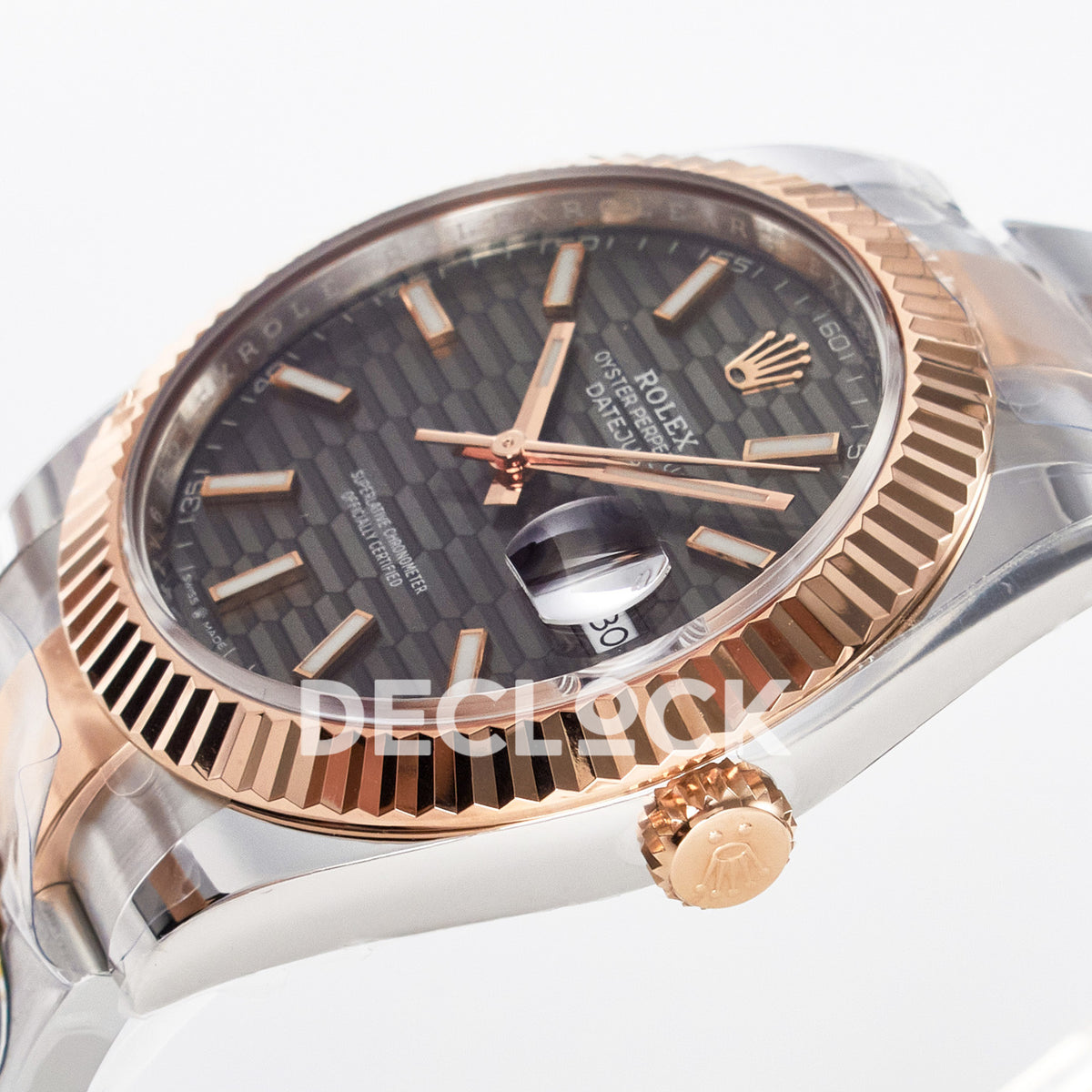 Rolex Datejust 41 126331 Grey Motif Rose Gold ARF Oyster Gain Weight — Καντράν και κορώνα