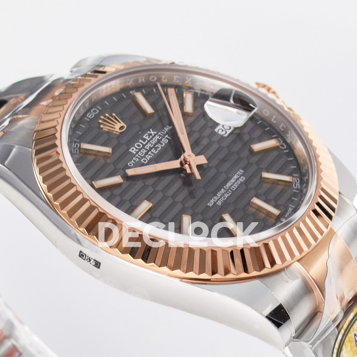 Rolex Datejust 41 126331 Grey Motif Rose Gold ARF Oyster Gain Weight — Λοξή όψη στεφάνης