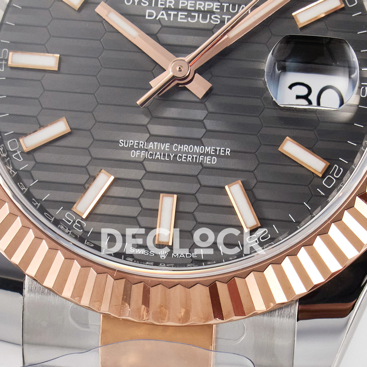 Rolex Datejust 41 126331 Grey Motif Rose Gold ARF Oyster Gain Weight — Κάτω στεφάνη και δείκτες