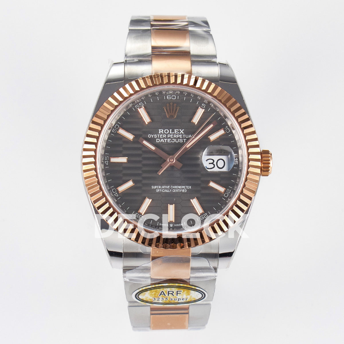 Rolex Datejust 41 126331 Grey Motif Rose Gold ARF Oyster Gain Weight — Μπροστινή όψη
