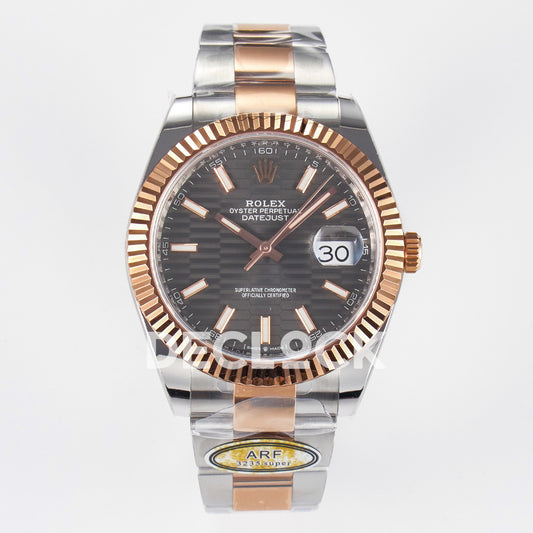 Rolex Datejust 41 126331 Grey Motif Rose Gold ARF Oyster Gain Weight — Μπροστινή όψη
