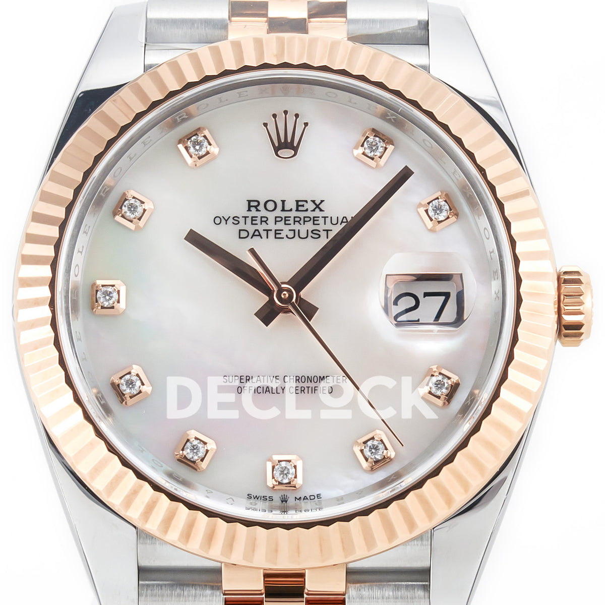 Rolex Datejust 41 126331 MOP Diamond Rose Gold Clean Jubilee — Κοντινή όψη καντράν