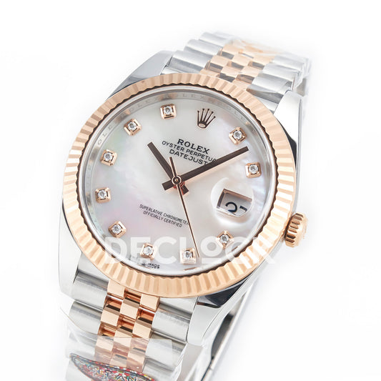 Rolex Datejust 41 126331 MOP Diamond Rose Gold Clean Jubilee — Ολόκληρο ρολόι σε γωνία