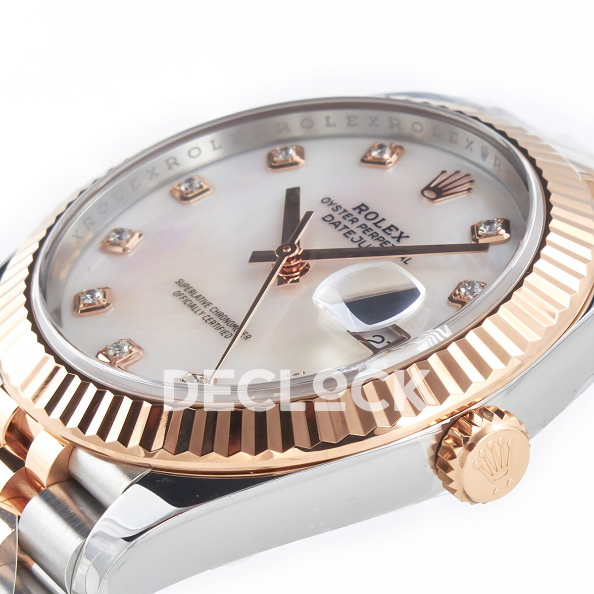 Rolex Datejust 41 126331 MOP Diamond Rose Gold Clean Jubilee — Καντράν και κορώνα