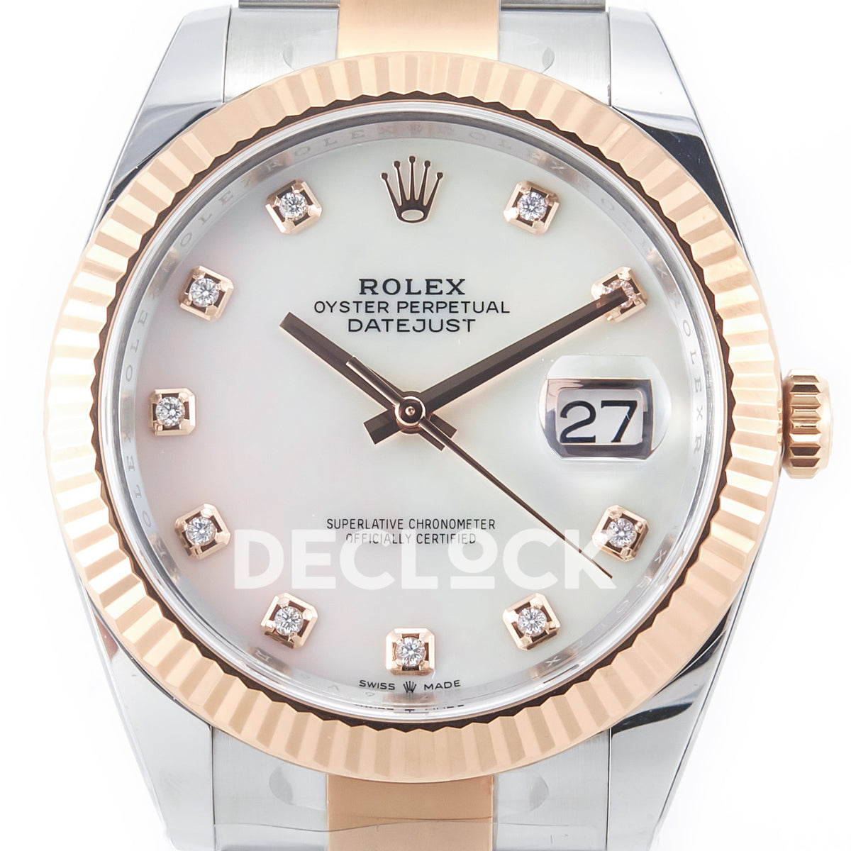 Rolex Datejust 41 126331 MOP Diamond Rose Gold Clean Oyster — Κοντινή όψη καντράν