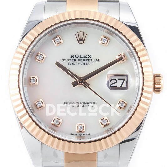 Rolex Datejust 41 126331 MOP Diamond Rose Gold Clean Oyster — Κοντινή όψη καντράν