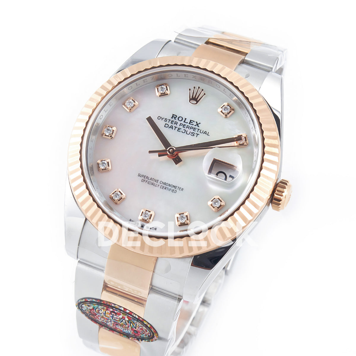 Rolex Datejust 41 126331 MOP Diamond Rose Gold Clean Oyster — Ολόκληρο ρολόι σε γωνία