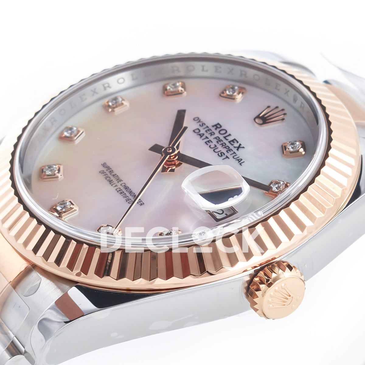 Rolex Datejust 41 126331 MOP Diamond Rose Gold Clean Oyster — Καντράν και κορώνα