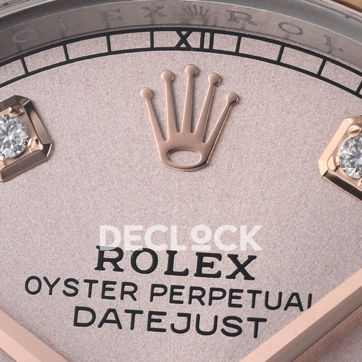 Rolex Datejust 41 126331 Pink Sundust Diamond Oyster — Λεπτομέρεια λογοτύπου καντράν