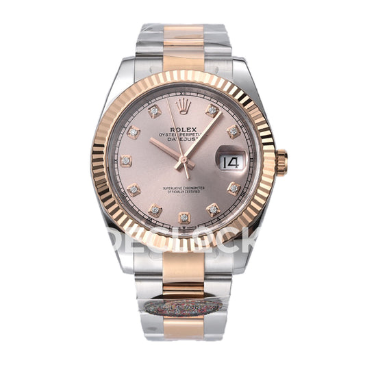Rolex Datejust 41 126331 Pink Sundust Diamond Oyster — Μπροστινή όψη