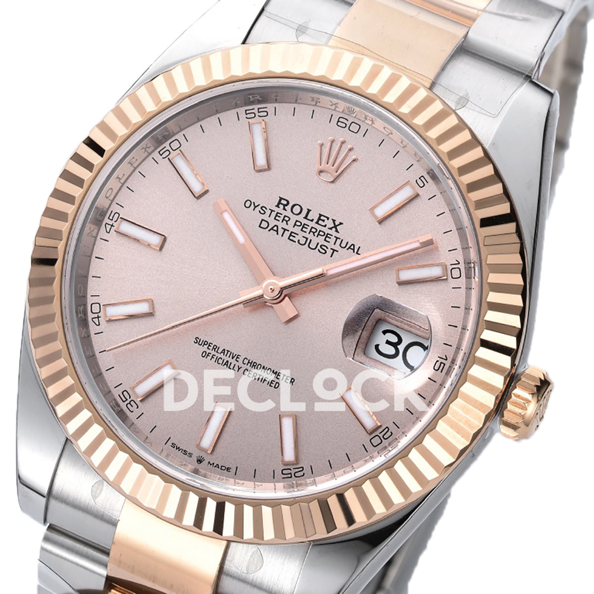 Rolex Datejust 41 126331 Pink Sundust Stick Oyster — Λοξή όψη καντράν