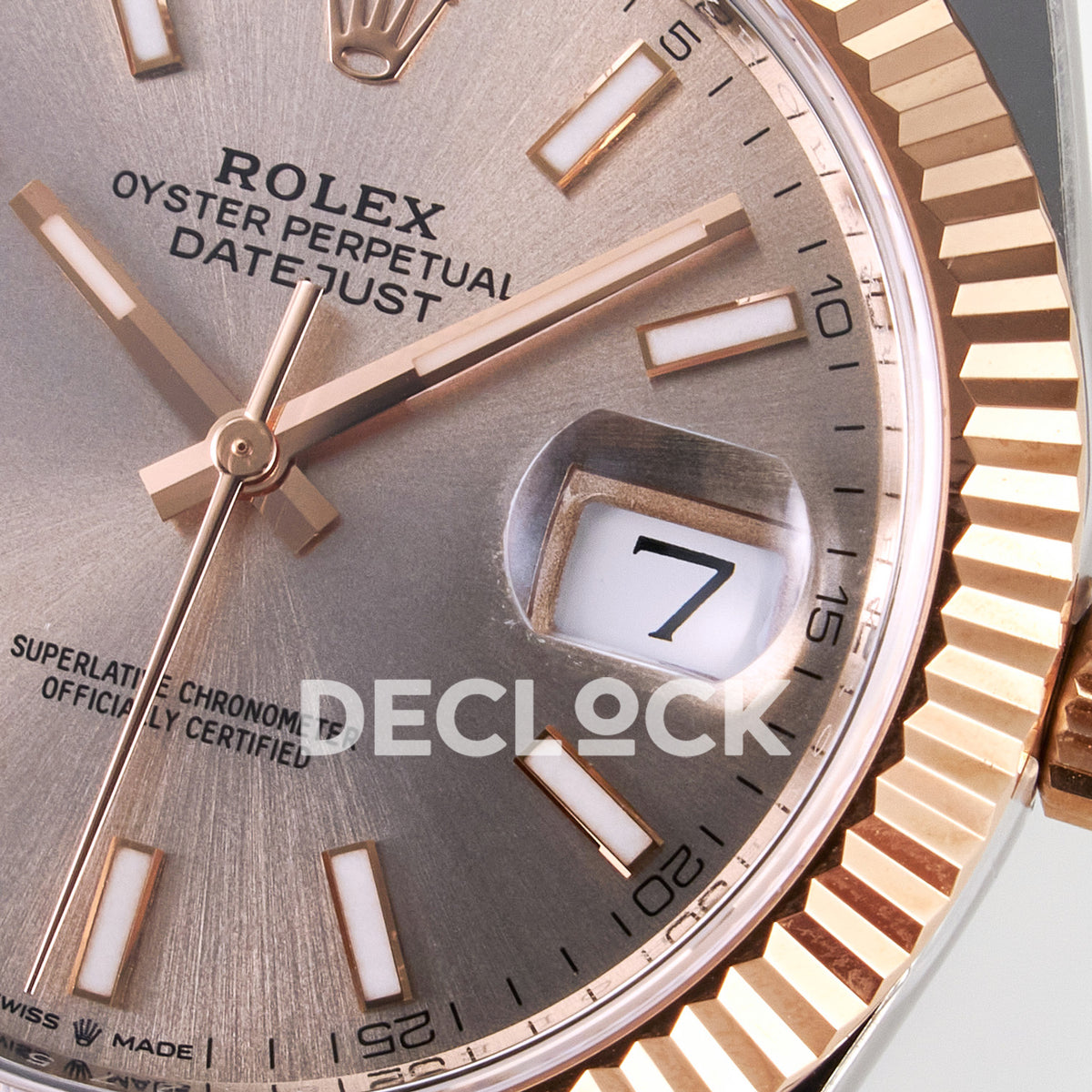 Rolex Datejust 41 126331 Rose Gold ARF Jubilee Gain Weight — Λεπτομέρεια καντράν και κορώνας