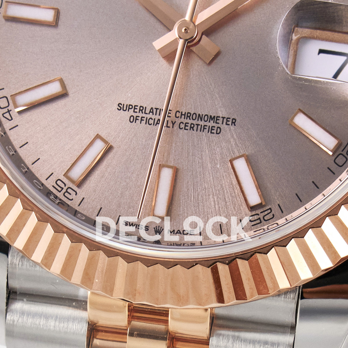 Rolex Datejust 41 126331 Rose Gold ARF Jubilee Gain Weight — Κάτω στεφάνη και δείκτες