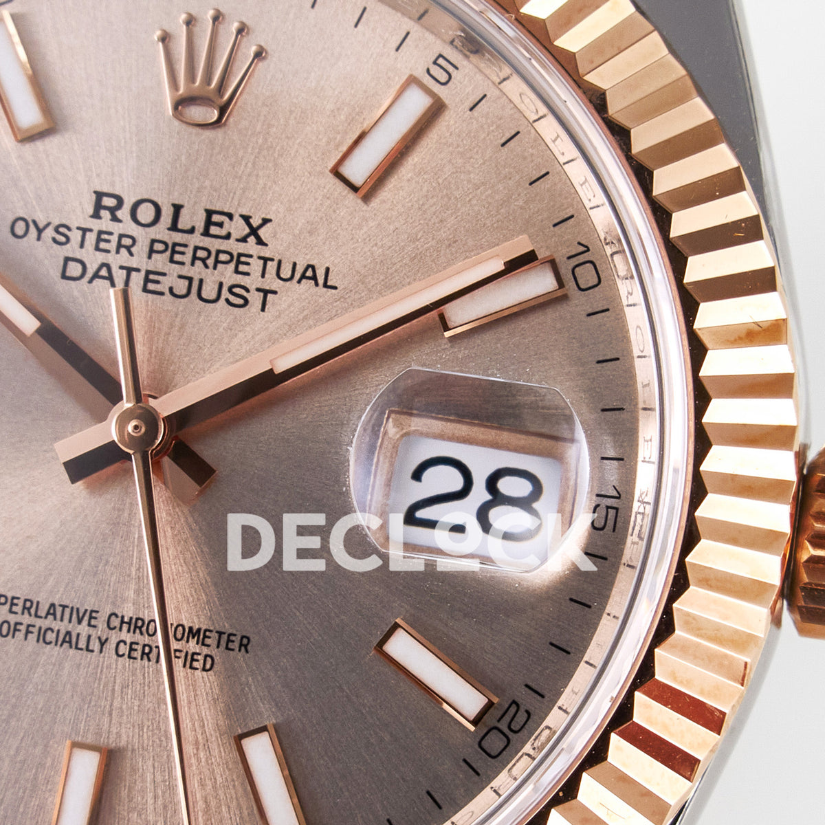 Rolex Datejust 41 126331 Rose Gold ARF Oyster Gain Weight — Λεπτομέρεια καντράν και κορώνας