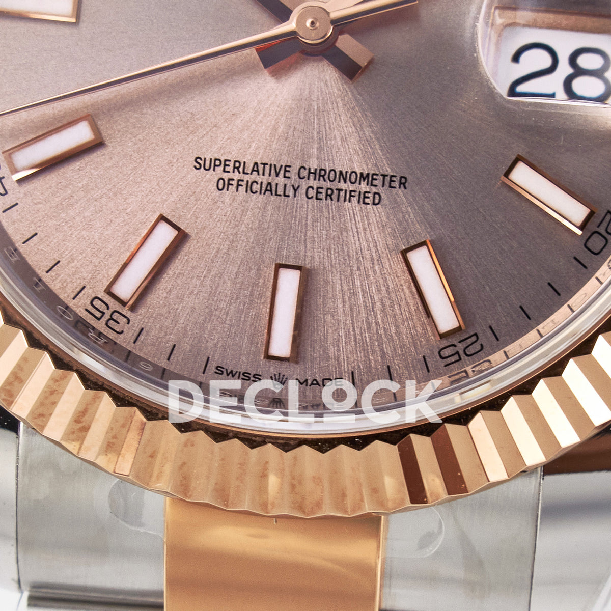 Rolex Datejust 41 126331 Rose Gold ARF Oyster Gain Weight — Κάτω στεφάνη και δείκτες