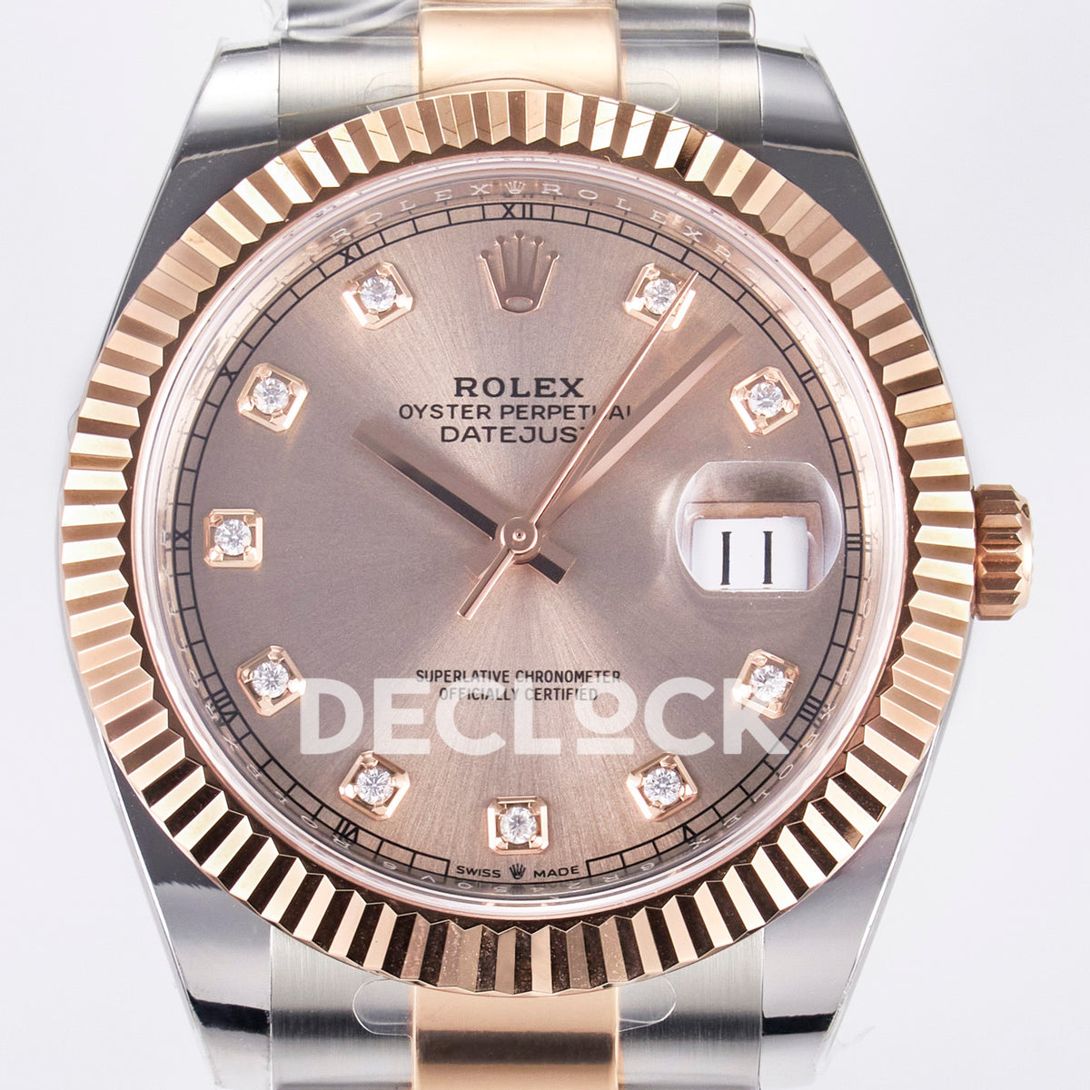 Rolex Datejust 41 126331 Rose Gold Diamond ARF Oyster Gain Weight — Κοντινή όψη καντράν