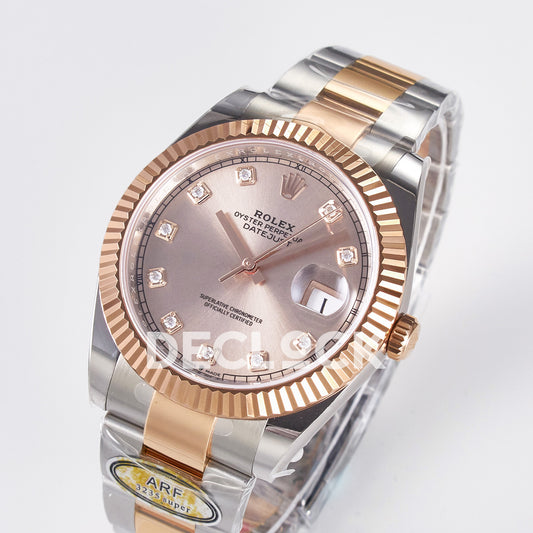 Rolex Datejust 41 126331 Rose Gold Diamond ARF Oyster Gain Weight — Ολόκληρο ρολόι σε γωνία