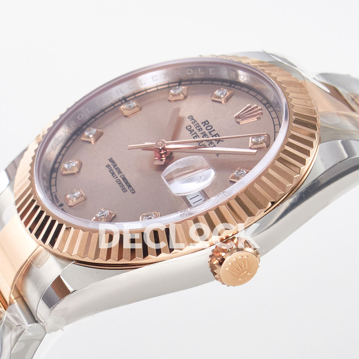 Rolex Datejust 41 126331 Rose Gold Diamond ARF Oyster Gain Weight — Καντράν και κορώνα