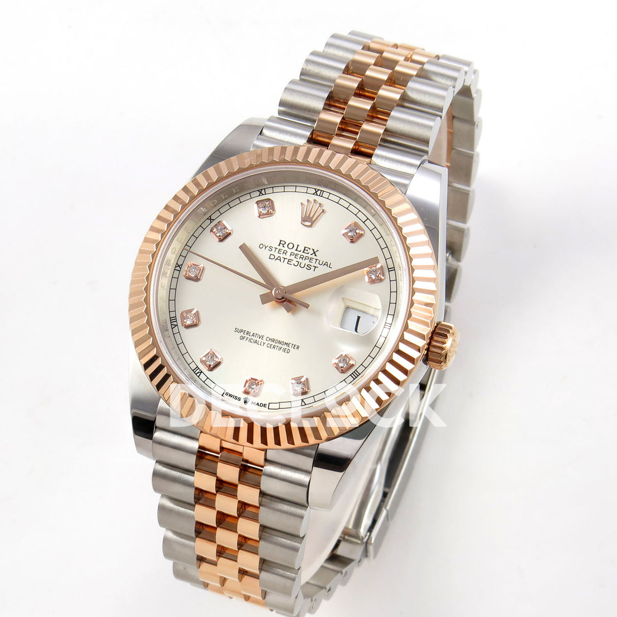 Rolex Datejust 41 126331 Silver Diamond Jubilee QF JH3235 Free Sprung replica - three quarter